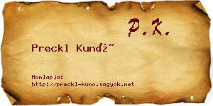 Preckl Kunó névjegykártya